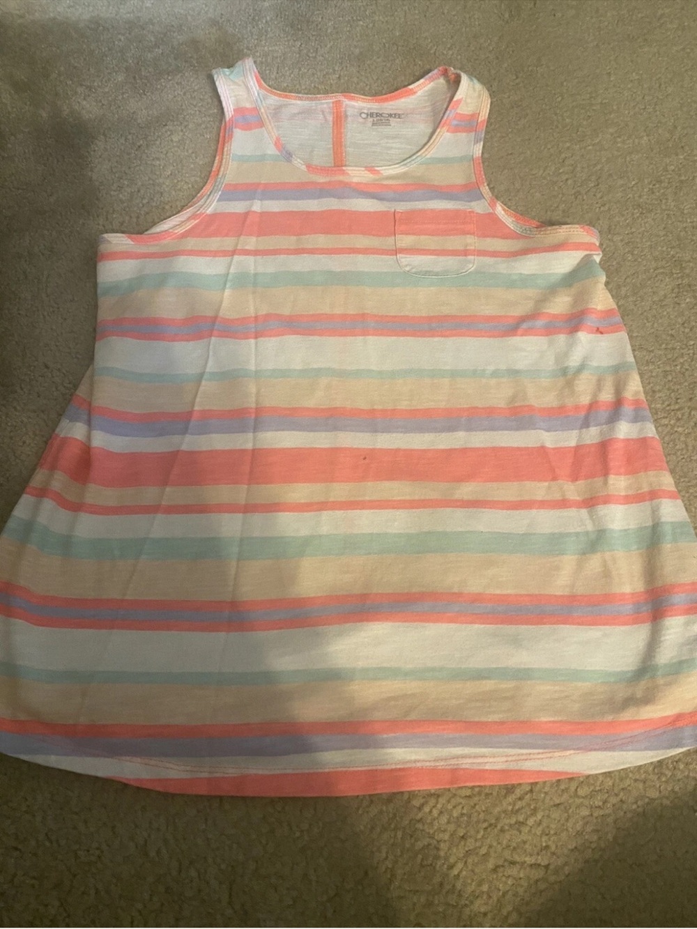 Cherokee Size L ( 10/12) Striped Tank